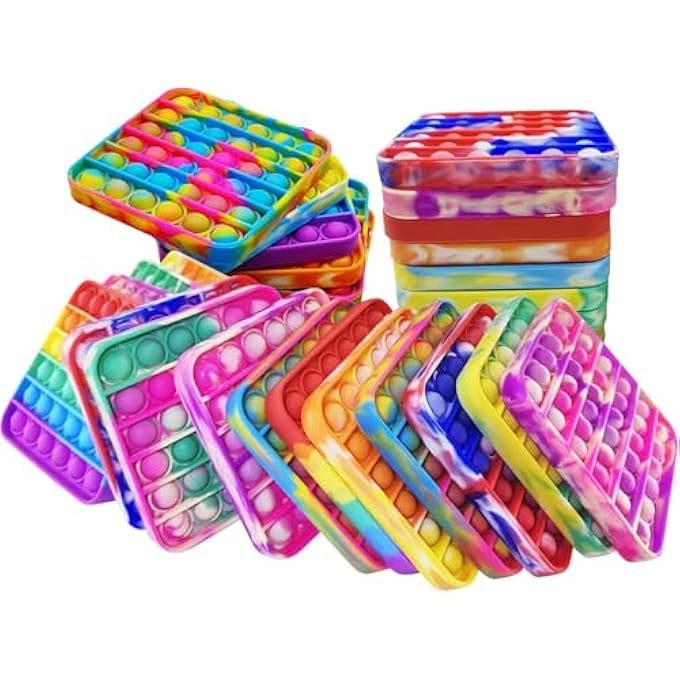 HENXING 12 Pcs Pop Bubble Fidget Toys for Party Favors, Stress Relief Pressure Relieving Toys for Kids, Pop Bulk Toddler Toy for Birthday Christmas Valentine Gifts and Classroom Prizes - Image 1