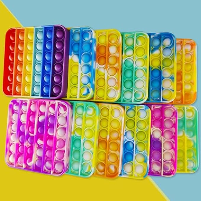 HENXING 12 Pcs Pop Bubble Fidget Toys for Party Favors, Stress Relief Pressure Relieving Toys for Kids, Pop Bulk Toddler Toy for Birthday Christmas Valentine Gifts and Classroom Prizes - Image 4