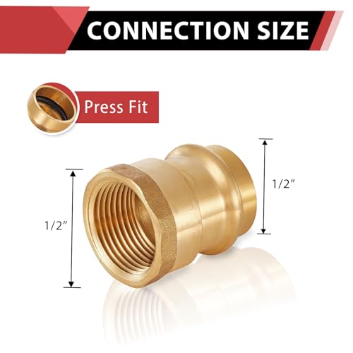 EFIELD Pack of 10 EFIELD Copper Press Adapter 12Inch Copper Press x 12inch Female NPT Brass Adapter Full PortPEX1807354 - Image 3