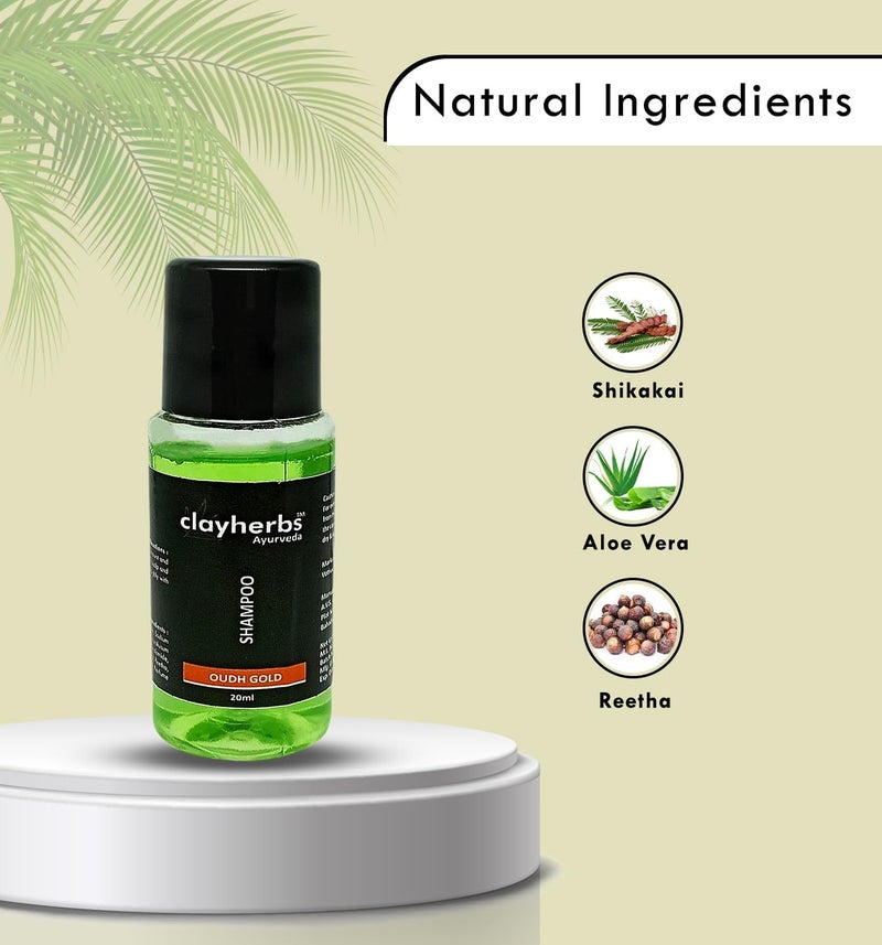 Clayherbs (20ml) Pack Of (100) Bulk Mini Travel Size Shampoo, Hotel Toiletries Kit, Guest Room Amenities, Hotel Shampoo, Hospitality Toiletry - Image 2