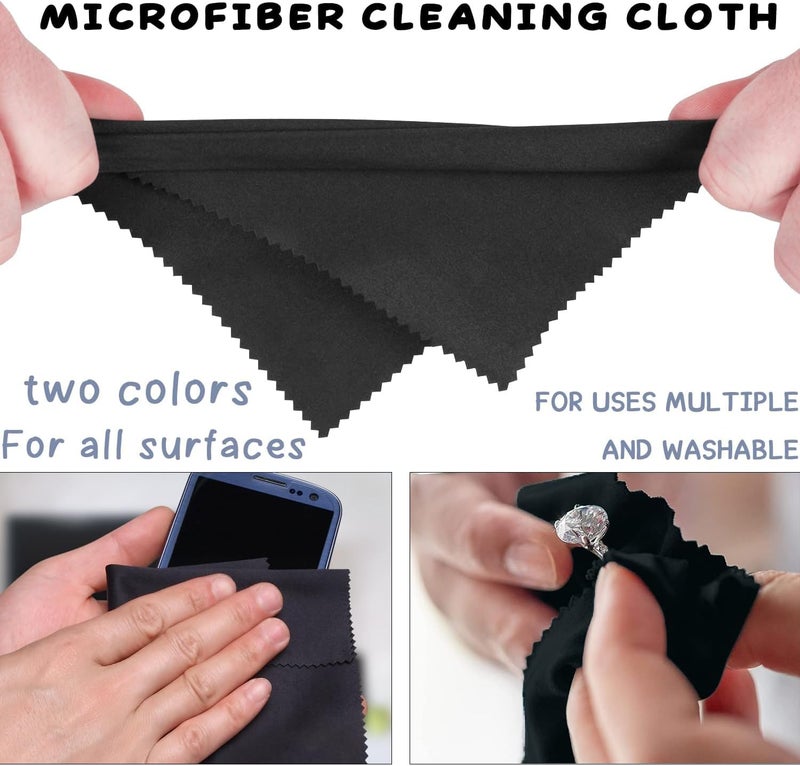 DreamAug 8-pack premium microfiber cleaning cloths — ultra-soft, streak-free, lint-free, suitable for glasses, screens, cameras, mobile phones, and televisions (black/light blue, 6 inches × 7 inches) - Image 4