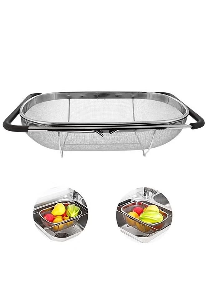 أخبار سلة مصفاة من الفولاذ المقاوم للصدأ فوق الحوض، سلة تصريف، سلة حوض، حوض بمقبض مطاطي، شبكة دقيقة، أدوات مطبخ كبيرة، مصفاة، أساسيات المطبخ المنزلي - Image 1