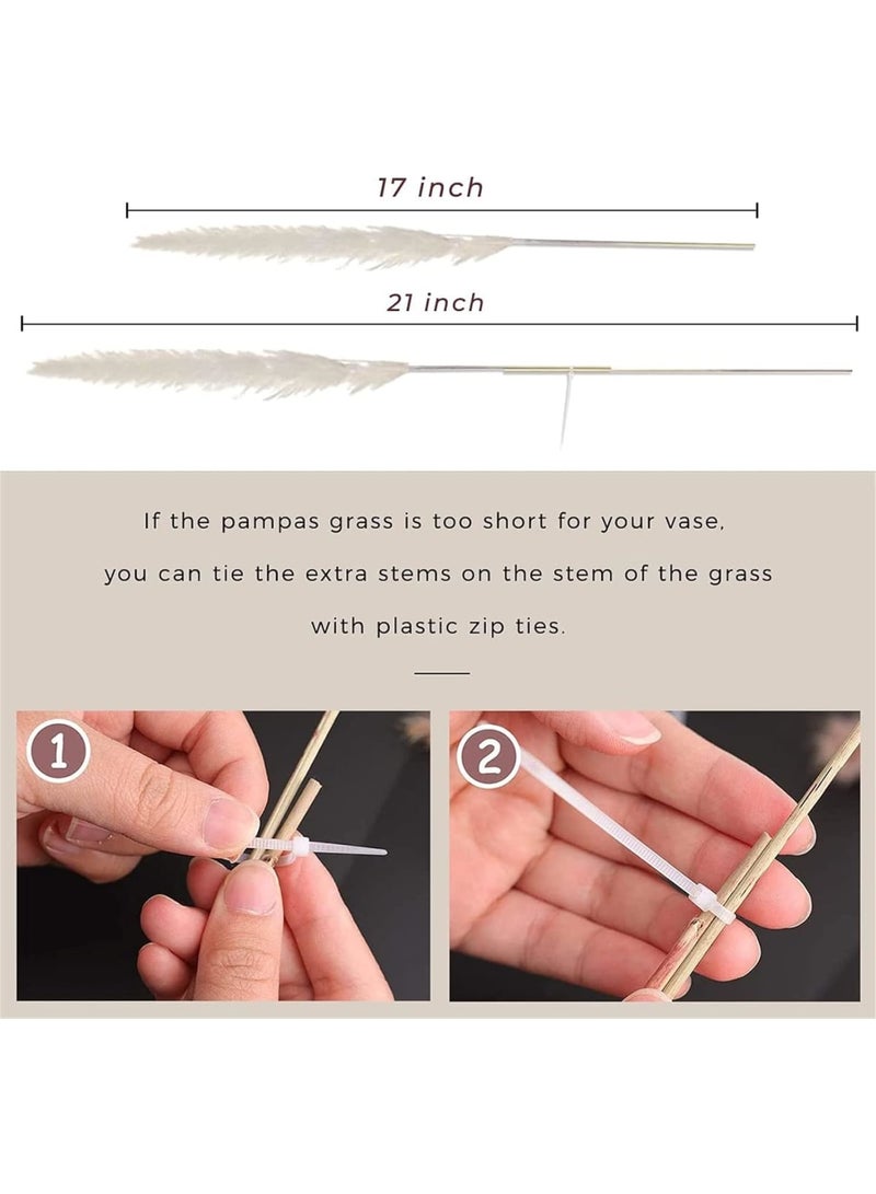 SOLARAE نبات البامباس المجفف الطبيعي، ديكور بوهيمي، عشب أبيض رقيق، ذيل أرنب كبير، ساق قمح مزخرف، ريش إيطالي روسكوس، باقة زهور سوليداجو جولدنرود (الأسلوب 1) - Image 5