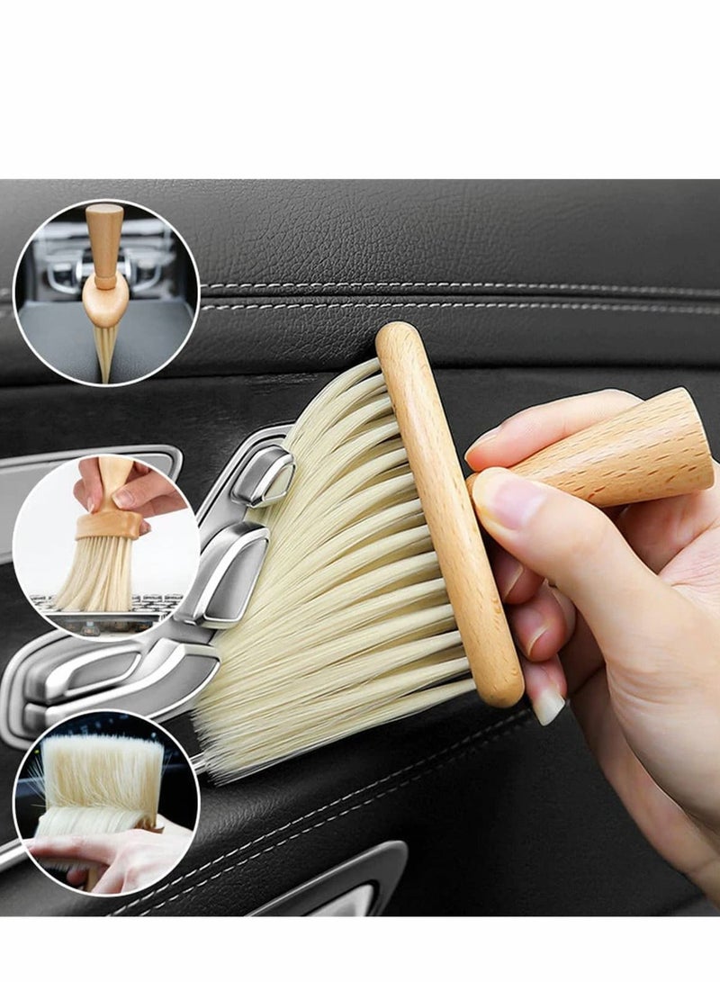 Excefore Soft Detail Brush, High Density Ultra Car Interior Dusting Brush Cleaning Wooden Handle Dust for Interior, Keyboard, Leather, Home - Image 2