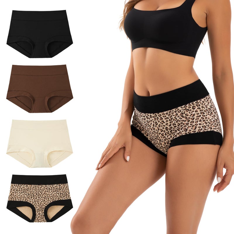 INNERSY Women's Cotton Boyshorts Underwear Soft Moisture Wicking Boxer Briefs 4-Pack(Shadow Basic,Large) - Image 1