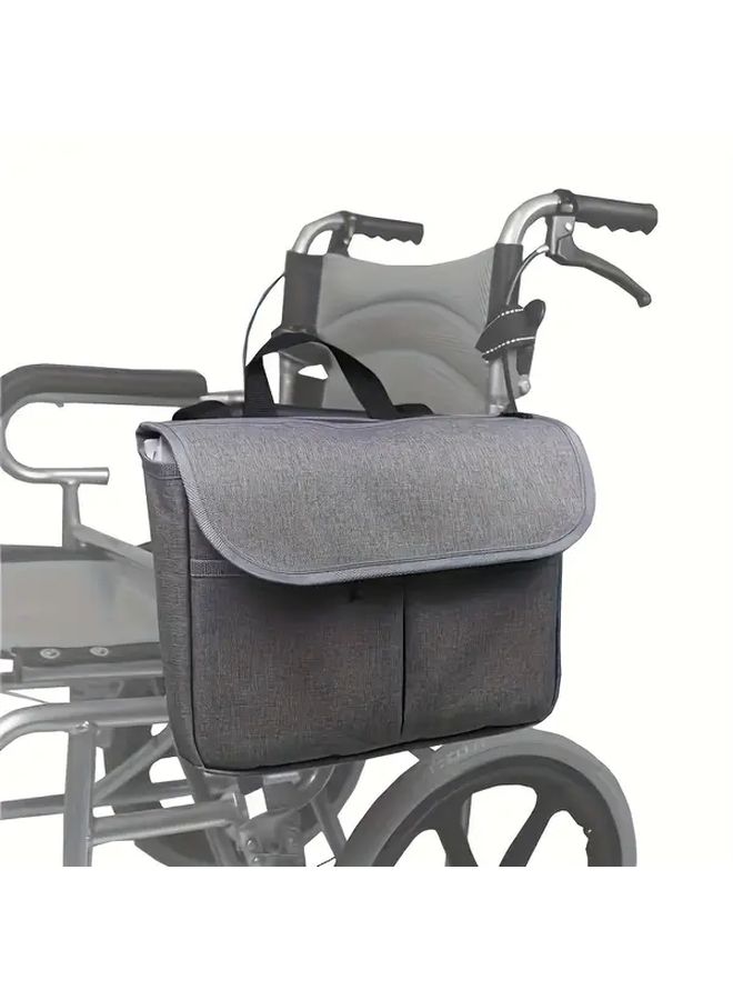 Gray Mobility Aid Storage Bag For Wheelchair Walker And Scooter Organizer Pouch With Pocket - Image 5