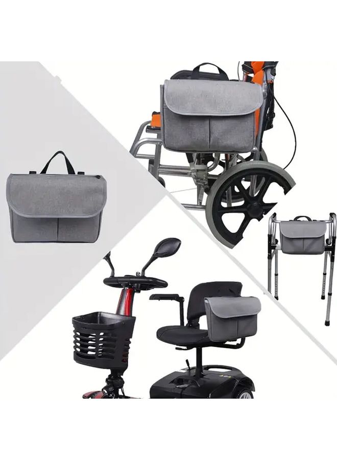 Gray Mobility Aid Storage Bag For Wheelchair Walker And Scooter Organizer Pouch With Pocket - Image 2