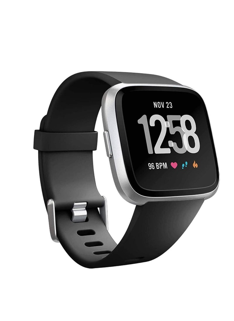 Generic - Strap Compatible With Fitbit Versa/Versa 2/Fitbit Versa Lite. It Is Suitable For Ladies And Men. Classic Soft Silicone Sports Strap. Adjustable Wrist Strap (2 Small Straps, Black And Blue) - Image 1