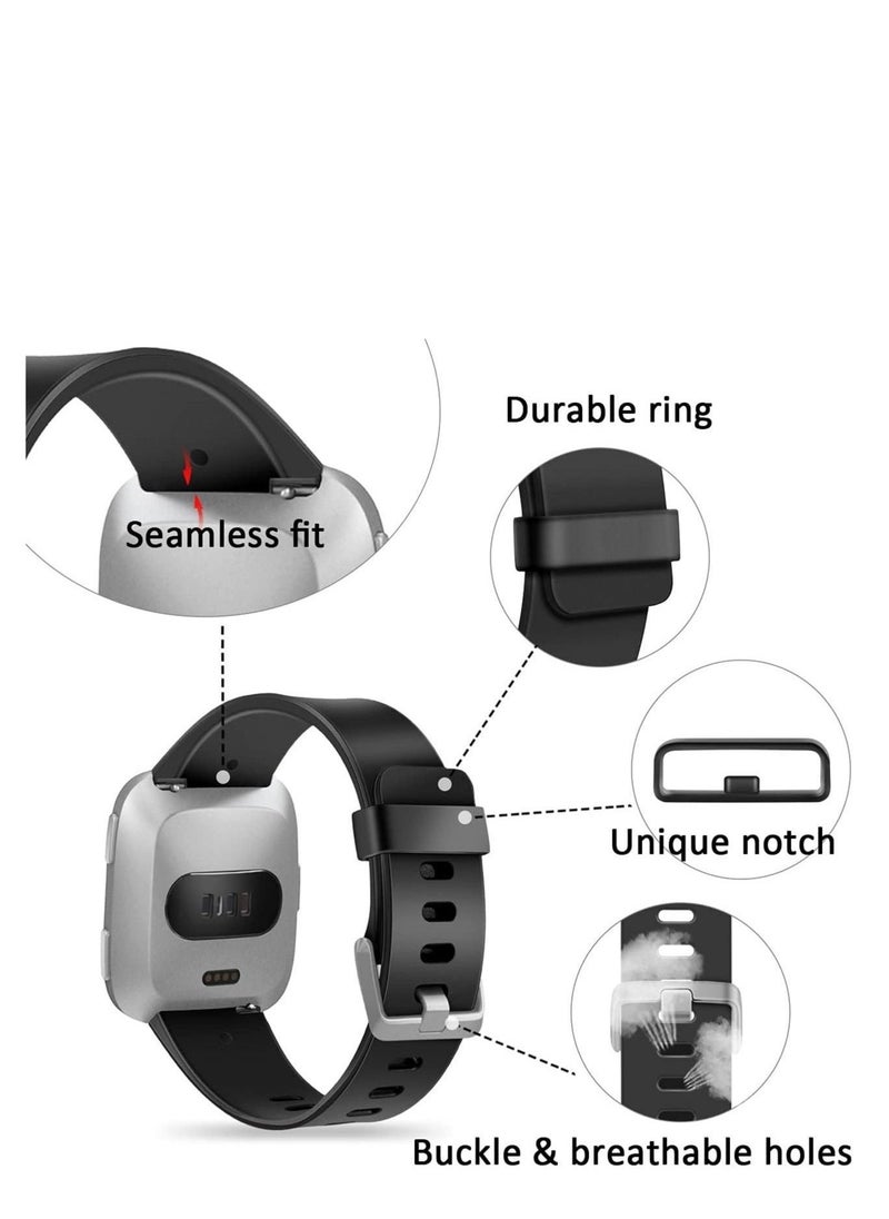 Generic - Strap Compatible With Fitbit Versa/Versa 2/Fitbit Versa Lite. It Is Suitable For Ladies And Men. Classic Soft Silicone Sports Strap. Adjustable Wrist Strap (2 Small Straps, Black And Blue) - Image 1