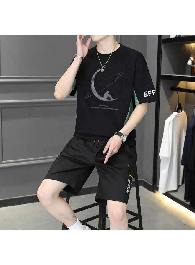 FOLUNSI men's Summer Breathable Sportswear T-shirt And Shorts Set - Image 2