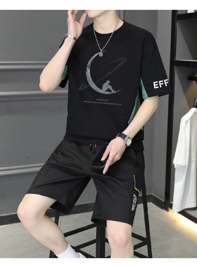 FOLUNSI men's Summer Breathable Sportswear T-shirt And Shorts Set - Image 1