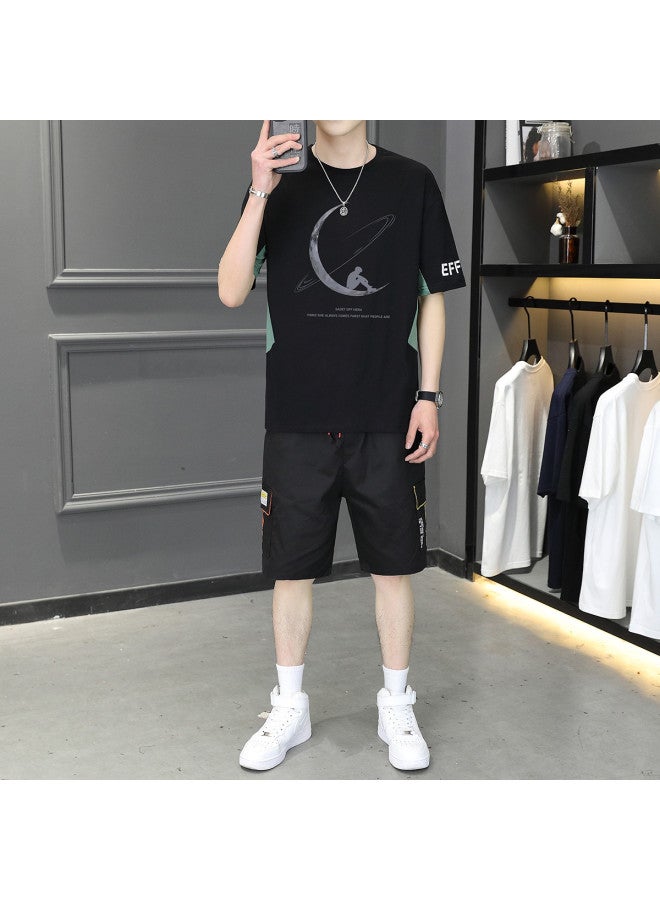 FOLUNSI men's Summer Breathable Sportswear T-shirt And Shorts Set - Image 4