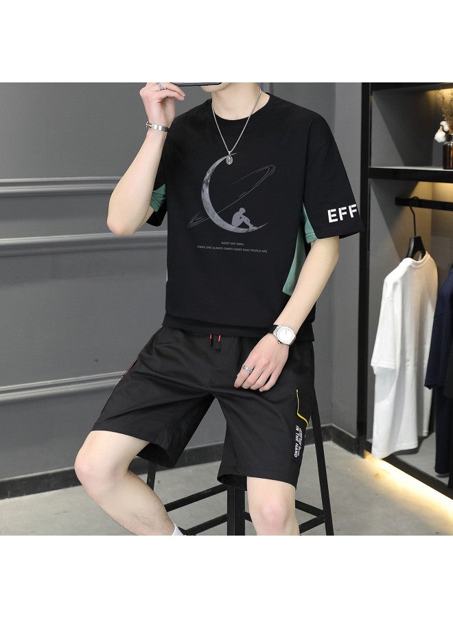 FOLUNSI men's Summer Breathable Sportswear T-shirt And Shorts Set - Image 3