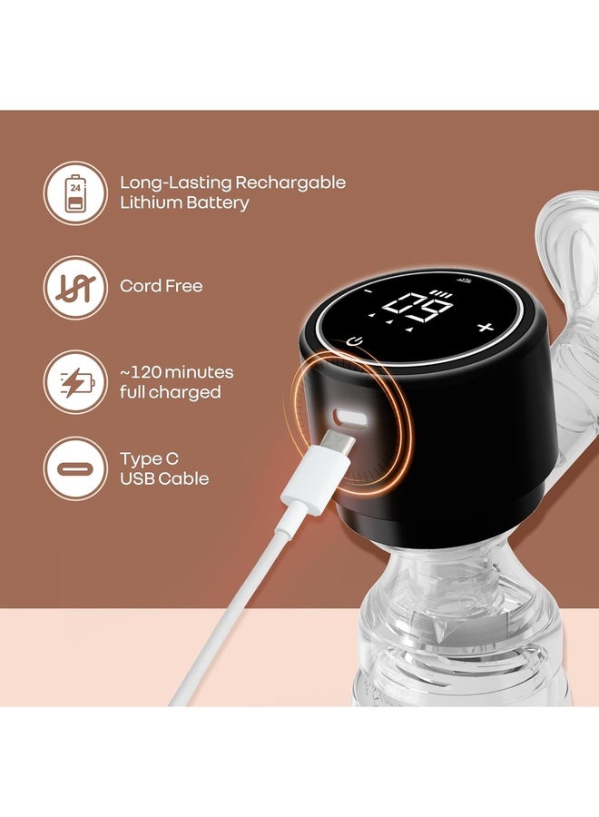 R for Rabbit First Feed Nexa Electric Breast Pump with LED Display for Mothers Anti-Backflow Protection Silica Gel Pad 3 Modes Nine Levels Rechargeable Travel Friendly Silent & Night-Time Mode (Black) - Image 4