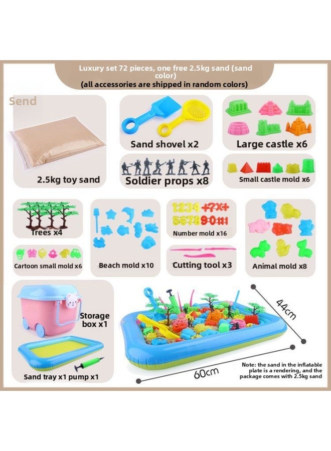 Children's Space Toy Sand Suit Boys And Girls Magic Mud Power Clay Plasticine Color Mud-Specifications:E Luxury Set Of 72 Pieces-sand Color Sand - Image 1