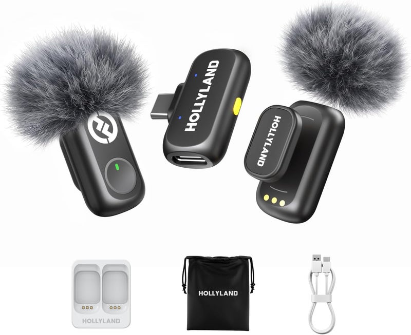 Lark A1 Wireless Microphone for iPhone & Android, 48kHz/24-bit Studio Audio, 3-Level Noise Cancellation, 200m Range, Magnetic Mini Mic for Video Recording & Live Streaming (2TX + USB-C RX)