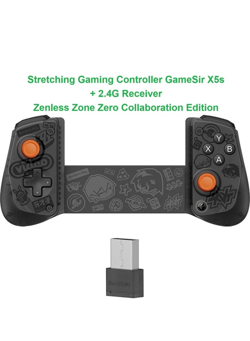general Classic Stretching Gamepad X5s Zenless Zone Zero Collaboration Edition Bluetooth Gaming Controller with 2.4G Receiver for Switch 2/Switch/Android/iPhone/iPad mini/PC with Hall Effect Joystick/Analog Triggers, HD Vibration, 6-Axis Gyro, Swappable ABXY Buttons, Turbo Function, 840mAh Battery, Lightweight 174g, Compatible Device Length: 105-213mm/4.13-8.39in, Ergonomic Phone Controller - Image 1