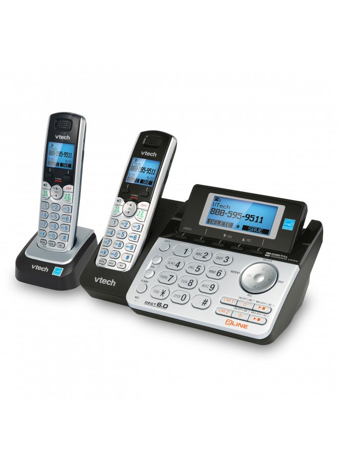 vtech - VTech DS6151-2 2 Handset 2-Line Cordless Phone System for Home or Small Business with Digital Answering System & Mailbox on each line, Silver - Image 1