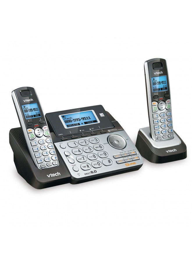 vtech - VTech DS6151-2 2 Handset 2-Line Cordless Phone System for Home or Small Business with Digital Answering System & Mailbox on each line, Silver - Image 1