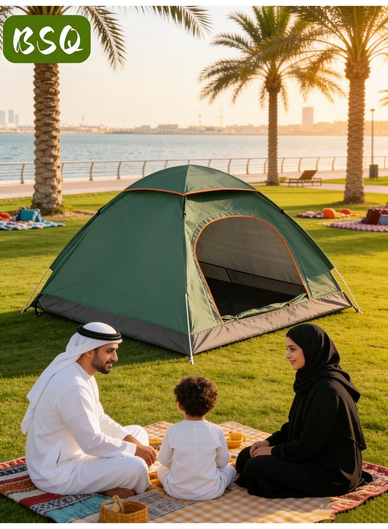 بي إس كيو (مأوى طوارئ) خيمة أوتوماتيكية سريعة الفتح | خيمة تخييم | خيمة للصحراء والشاطئ | خيمة قبة محمولة مقاومة للرياح | خيمة تخييم عائلية مقاومة للماء | مع حقيبة تخزين | 2*2*1.35 متر. - Image 1