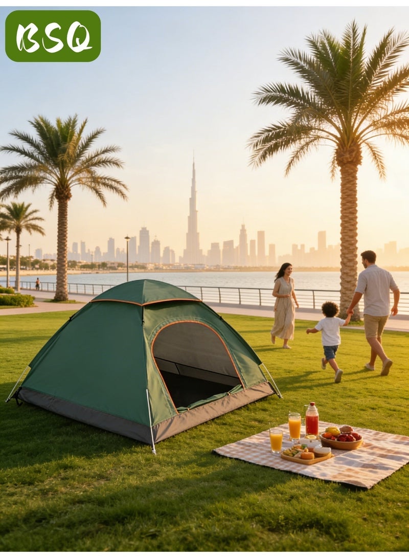 بي إس كيو (مأوى طوارئ) خيمة أوتوماتيكية سريعة الفتح | خيمة تخييم | خيمة للصحراء والشاطئ | خيمة قبة محمولة مقاومة للرياح | خيمة تخييم عائلية مقاومة للماء | مع حقيبة تخزين | 2*2*1.35 متر. - Image 2