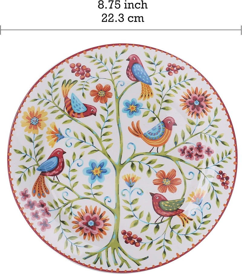Bico Red Spring Bird Salad Plates Set of 4 875 Inch Ceramic Dessert Plates for Salad Appetizer Side Dishes Microwave and Dishwasher Safe Gift for Housewarming and Thanksgiving - Image 2