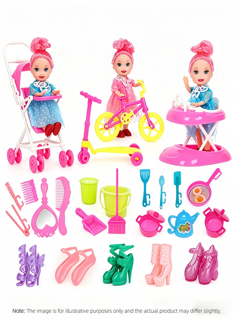 loven This 148-piece doll costume and accessory set includes a princess dress, sundress, top, pants, bikini swimsuit, shoes, crown, necklace, glasses, etc., packaged in a gift box. It is the perfect choice for birthday gifts, Christmas gifts, and gifts to exchange between children. - Image 4