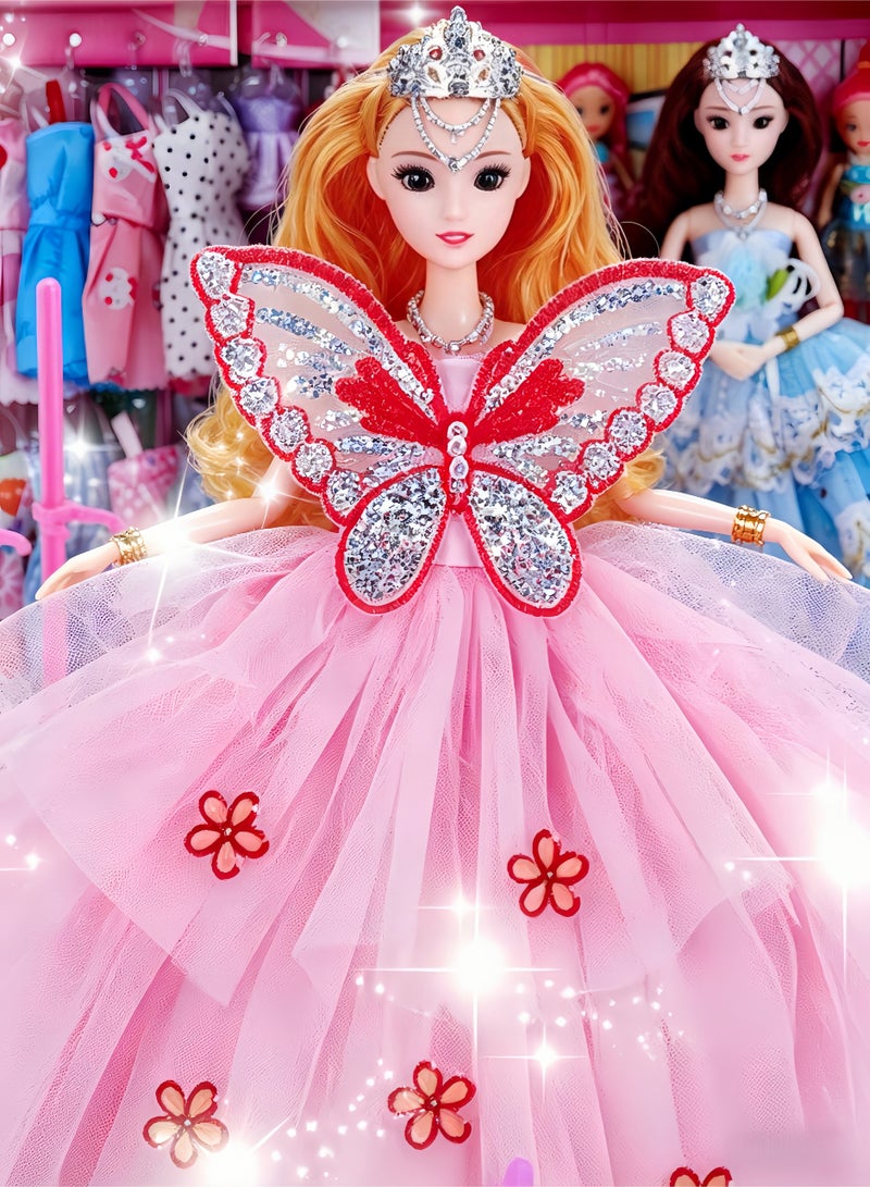 loven This 148-piece doll costume and accessory set includes a princess dress, sundress, top, pants, bikini swimsuit, shoes, crown, necklace, glasses, etc., packaged in a gift box. It is the perfect choice for birthday gifts, Christmas gifts, and gifts to exchange between children. - Image 2