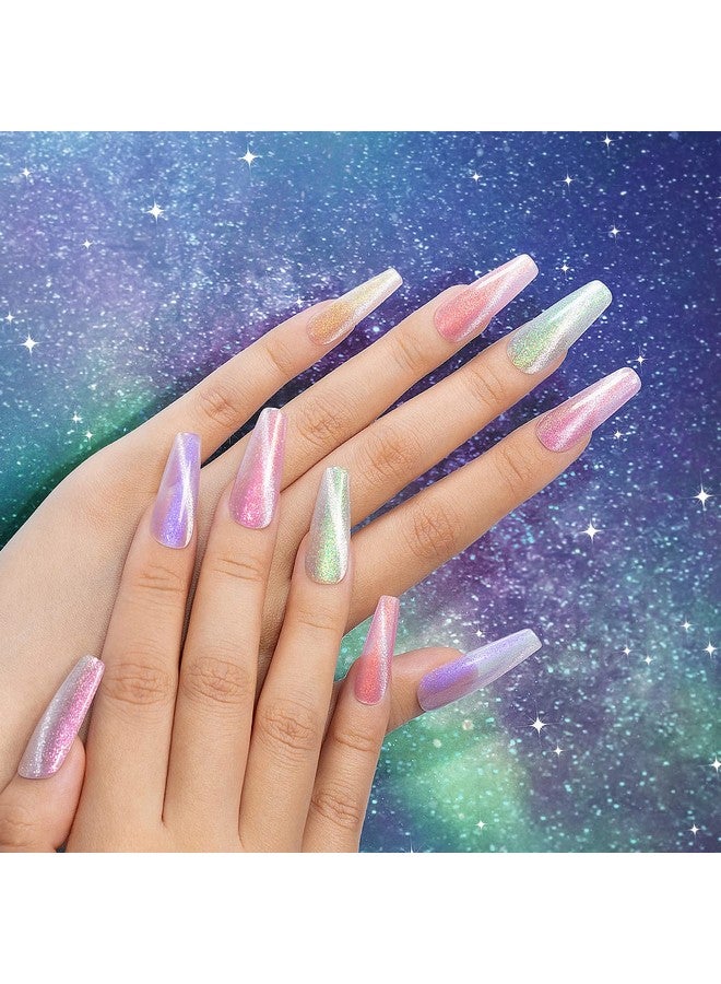 RARJSM Aurora Cat Eye Gel Nail Polish Set 6 Colors Velvet Silver Glitter Purple Pink Green Champagne Galaxy Star Cloud Ice Gel Polish With Magnet Stick Uv Led Curing Requires Soak Off Home Salon - Image 3