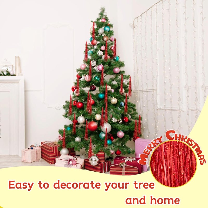 Gloreyan 2500 Strands Christmas Tinsel Icicles Red Iridescent Tinsel Foil Fringe Icicles Christmas Tree Tinsel Decoration for Christmas Birthday Wedding Party Hanging Decoration - Image 5