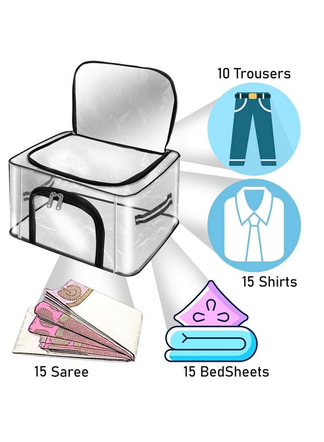 Golden Bird Golden bird Transparent Pvc Storage Bag for Saree Covers,Clothes, Lehenga, Blankets, Bedsheets, Toys, Docs | Wardrobe Organizer | Clear Storage Box Bag | Double pocket (4 pcs) - Image 3
