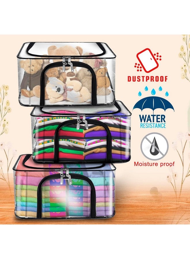 Golden Bird Golden bird Transparent Pvc Storage Bag for Saree Covers,Clothes, Lehenga, Blankets, Bedsheets, Toys, Docs | Wardrobe Organizer | Clear Storage Box Bag | Double pocket (4 pcs) - Image 5