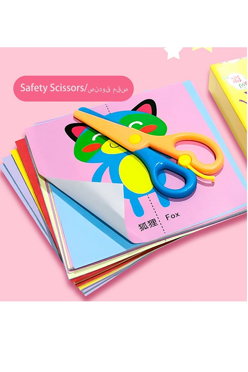 120-pieces Cute Cartoon Animal Children DIY Paper Cuttings Toy With Two Safety Scissors Colourful Kids Preschool Training Origami Hand Craft Toy  - Image 4