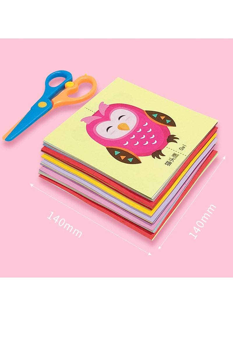 120-pieces Cute Cartoon Animal Children DIY Paper Cuttings Toy With Two Safety Scissors Colourful Kids Preschool Training Origami Hand Craft Toy  - Image 5