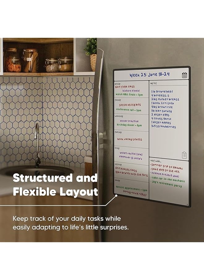 erorex - Magnetic Whiteboard Fridge Calendar Meal Menu Planner And Shopping List White Board Memo Board And Family Planner Notice Board For Refrigerator Dry Erase Weekly - Image 1