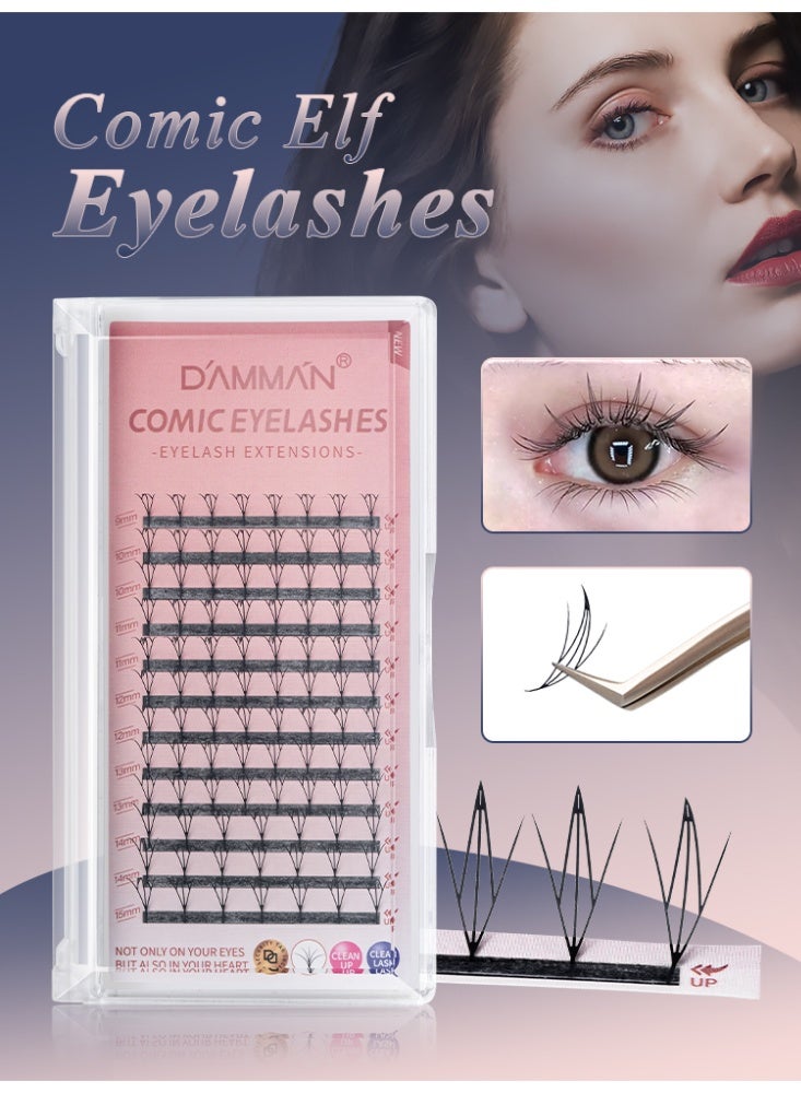 D'AMMA'N 12 Rows Manga Fairy Lashes – 0.07mm D Curl 9–15mm Mixed, Soft Natural Volume DIY Lash Tray - Image 1