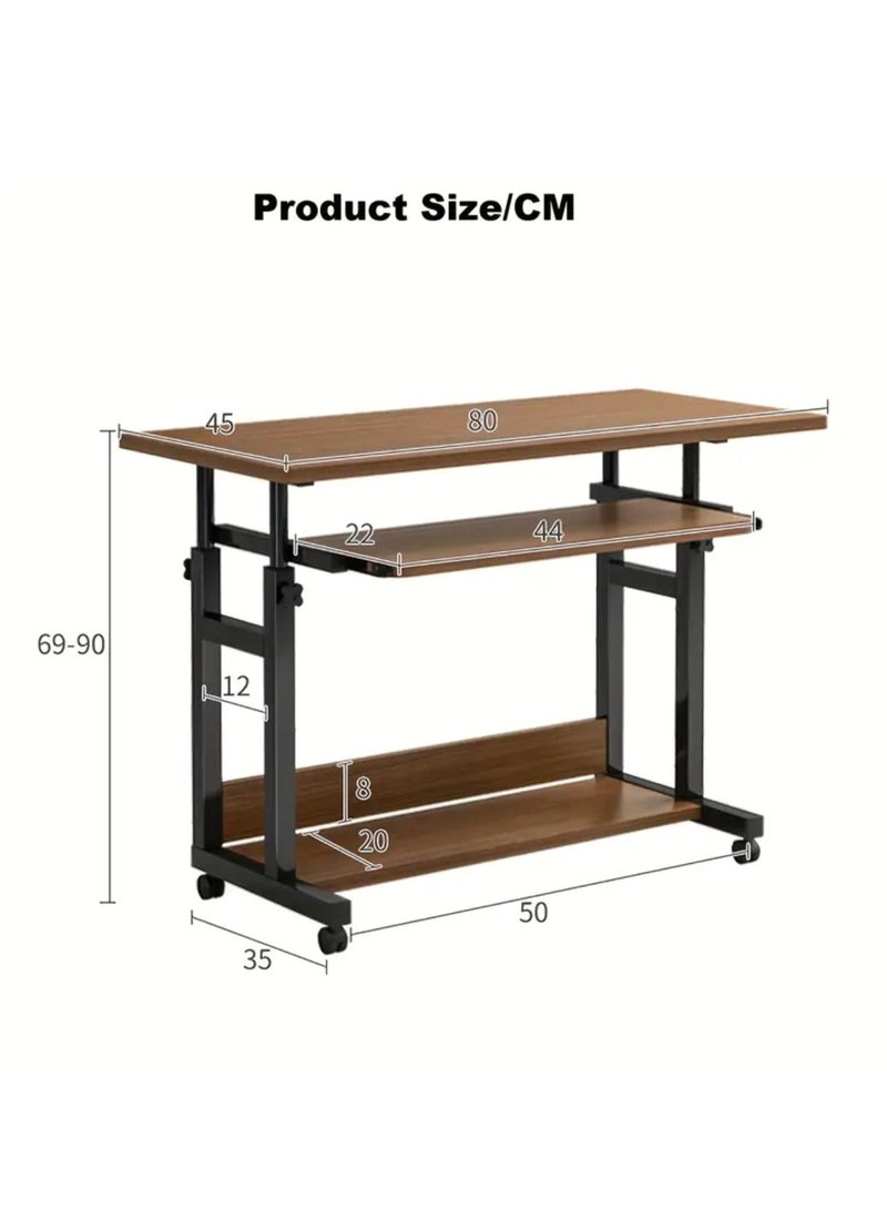 شي ون طاولة كمبيوتر ولابتوب متحركة من SHEE ONE بتصميم خشبي أنيق | طاولة مكتبية بسطح واسع، درج كيبورد، ورف سفلي للتخزين | طاولة عمل ودراسة بجانب السرير أو الكنب | مزودة بعجلات سهلة الحركة وارتفاع عملي | الأبعاد: 80×45 سم - Image 2