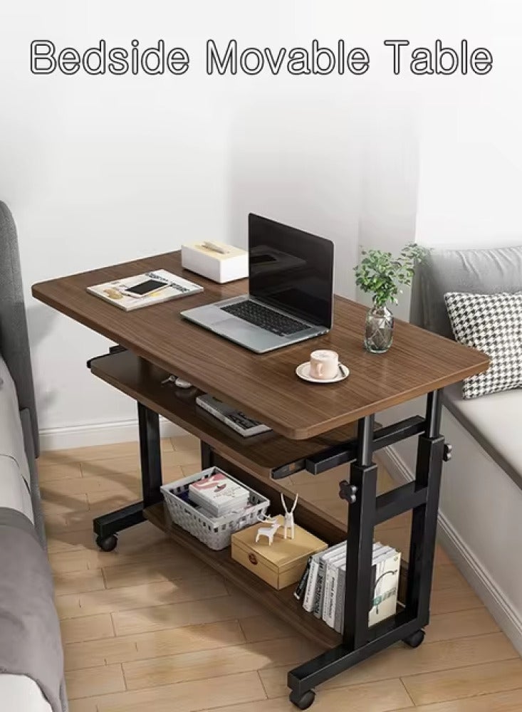 شي ون طاولة كمبيوتر ولابتوب متحركة من SHEE ONE بتصميم خشبي أنيق | طاولة مكتبية بسطح واسع، درج كيبورد، ورف سفلي للتخزين | طاولة عمل ودراسة بجانب السرير أو الكنب | مزودة بعجلات سهلة الحركة وارتفاع عملي | الأبعاد: 80×45 سم - Image 3