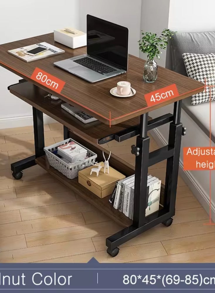 شي ون طاولة كمبيوتر ولابتوب متحركة من SHEE ONE بتصميم خشبي أنيق | طاولة مكتبية بسطح واسع، درج كيبورد، ورف سفلي للتخزين | طاولة عمل ودراسة بجانب السرير أو الكنب | مزودة بعجلات سهلة الحركة وارتفاع عملي | الأبعاد: 80×45 سم - Image 4