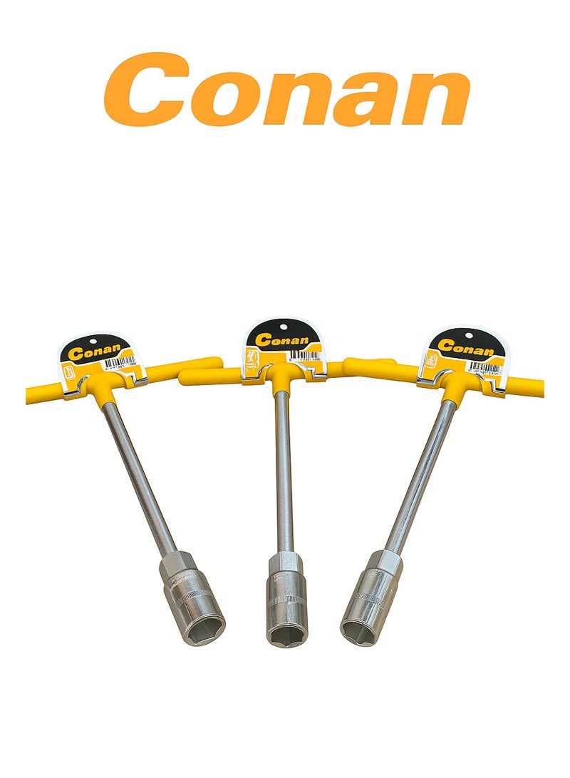 CONAN T-Handle Socket Wrench Set – 3 Pcs (16mm / 17mm / 18mm) – Size ‎200×310mm‎ – Cr-V Steel – Non-slip Coated Handle – Models COT5816 / COT5817 / COT5818 - Image 3