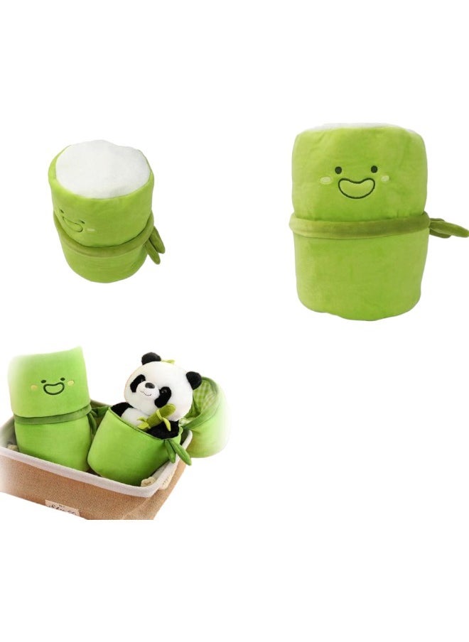 Toy Box Bamboo Plush Toy 2 in-1 Bamboo Tube Plush And Pillow Soft Toy For Tummy Time Soft Panda Stuffed Animals Surprise Gifts For Kids 18x15cm 