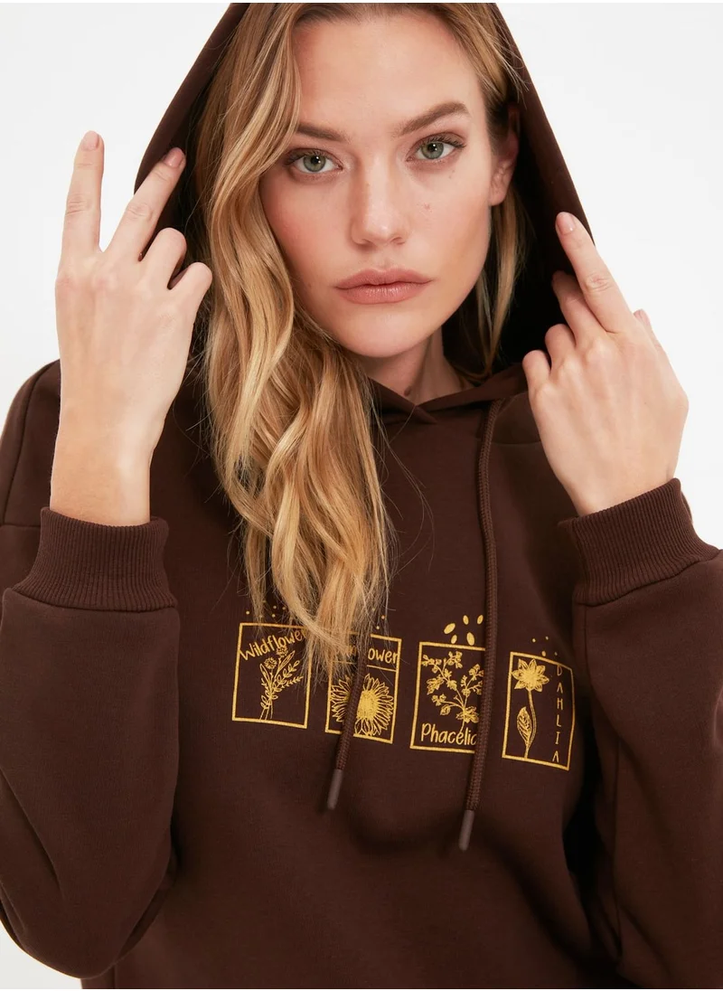 trendyol Graphic Knitted Hoodie