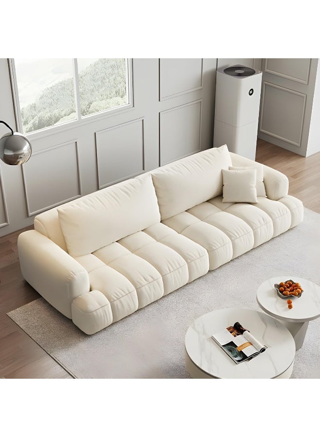 Comfynest Modern Wood Frame Fashion Off-White Sofa with Beige Abrasive Cloth Upholstery and Standard Design - Image 1