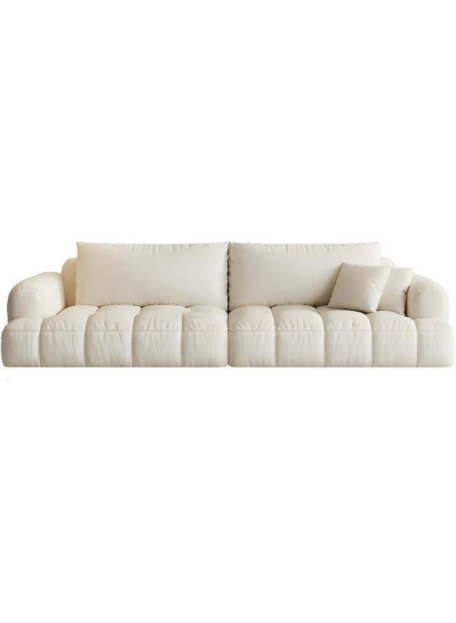 Comfynest Modern Wood Frame Fashion Off-White Sofa with Beige Abrasive Cloth Upholstery and Standard Design - Image 4