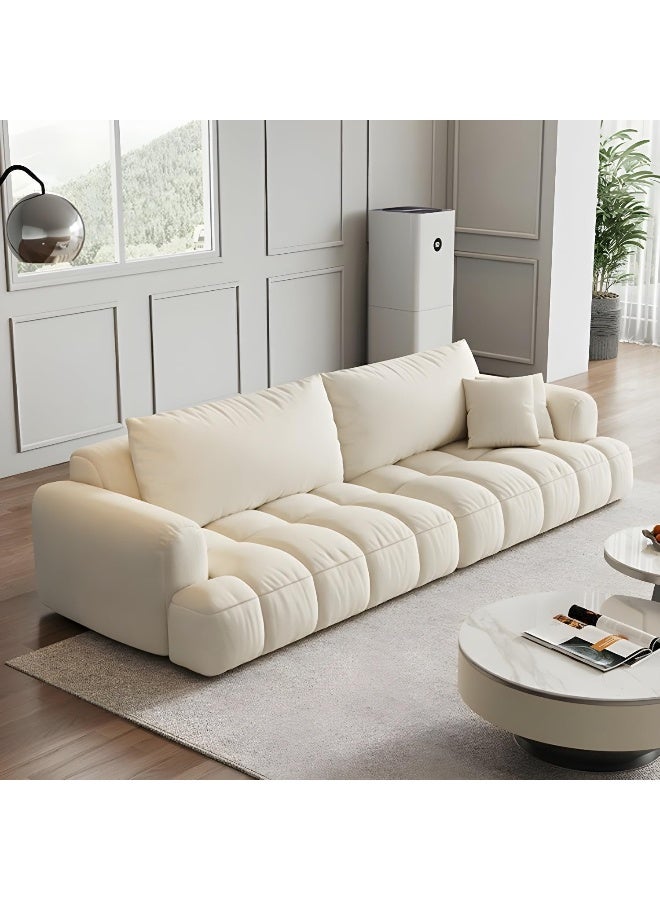 Comfynest Modern Wood Frame Fashion Off-White Sofa with Beige Abrasive Cloth Upholstery and Standard Design - Image 5