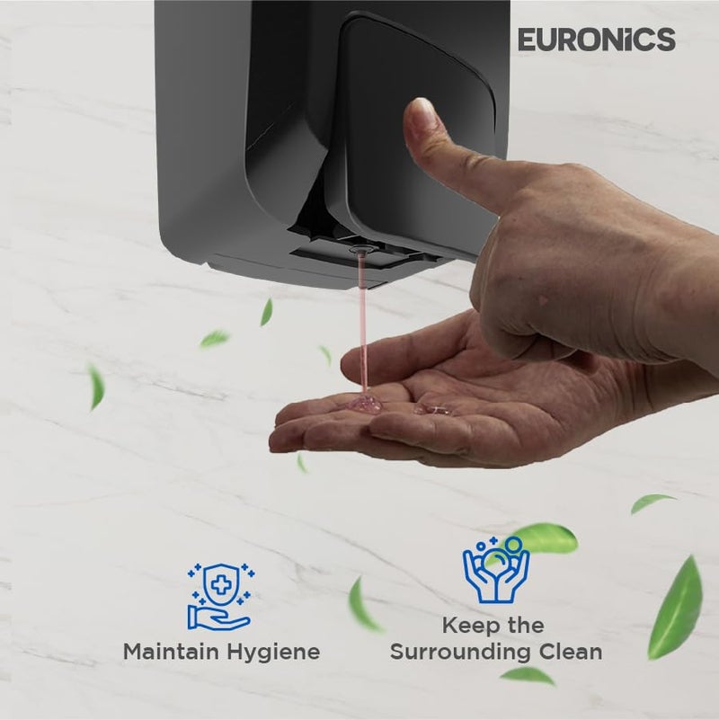 EURONICS Plastic 1000 Ml Liquid Black Soap Dispenser For Bathroom Wall Mounted Es43 B - Image 4