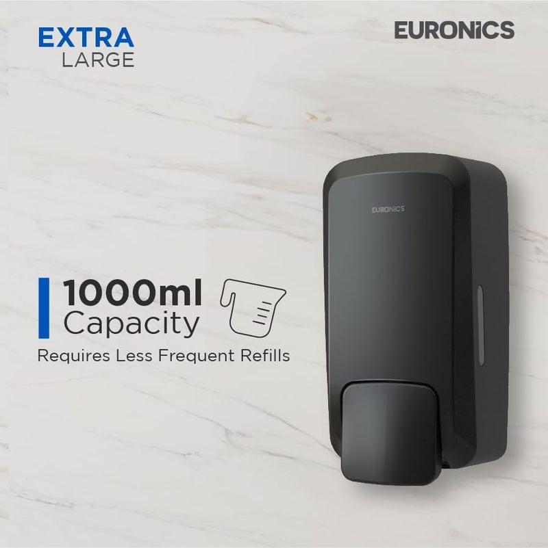 EURONICS Plastic 1000 Ml Liquid Black Soap Dispenser For Bathroom Wall Mounted Es43 B - Image 5