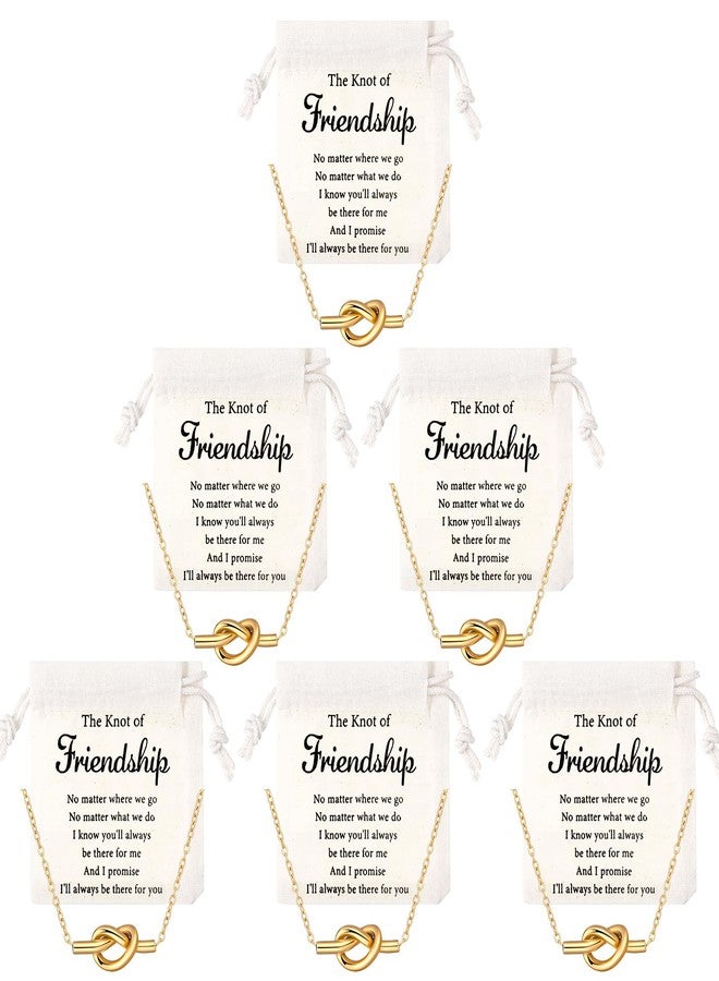 تونديامو مجموعة تونديمو من 6 قلادات صداقة للنساء، قلادة عقدة الحب مع حقائب قماشية برباط، هدايا مجوهرات للصداقة، هدايا عيد الحب، هدايا عيد ميلاد، هدايا عيد الحب لأفضل صديقة، هدايا عيد الحب - Image 1