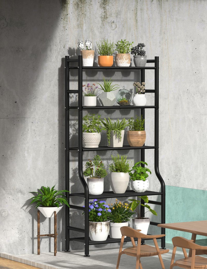 Livilord 5-Tier Plant Stand Indoor Outdoor, 64" Tall Metal Ladder Shelf for Multiple Flower Pot Holder, Waterproof Corner Garden Rack for Balcony Living Room, Black - Image 5