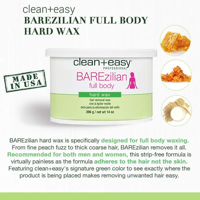 Clean + Easy BAREzilian Hard Wax, Non-Strip Hair Removal Depilatory Wax for Full Body, Bikini Brazilian Waxing, Great for Sensitive Skin - Ideal for Women and Men, 14 oz - Image 4